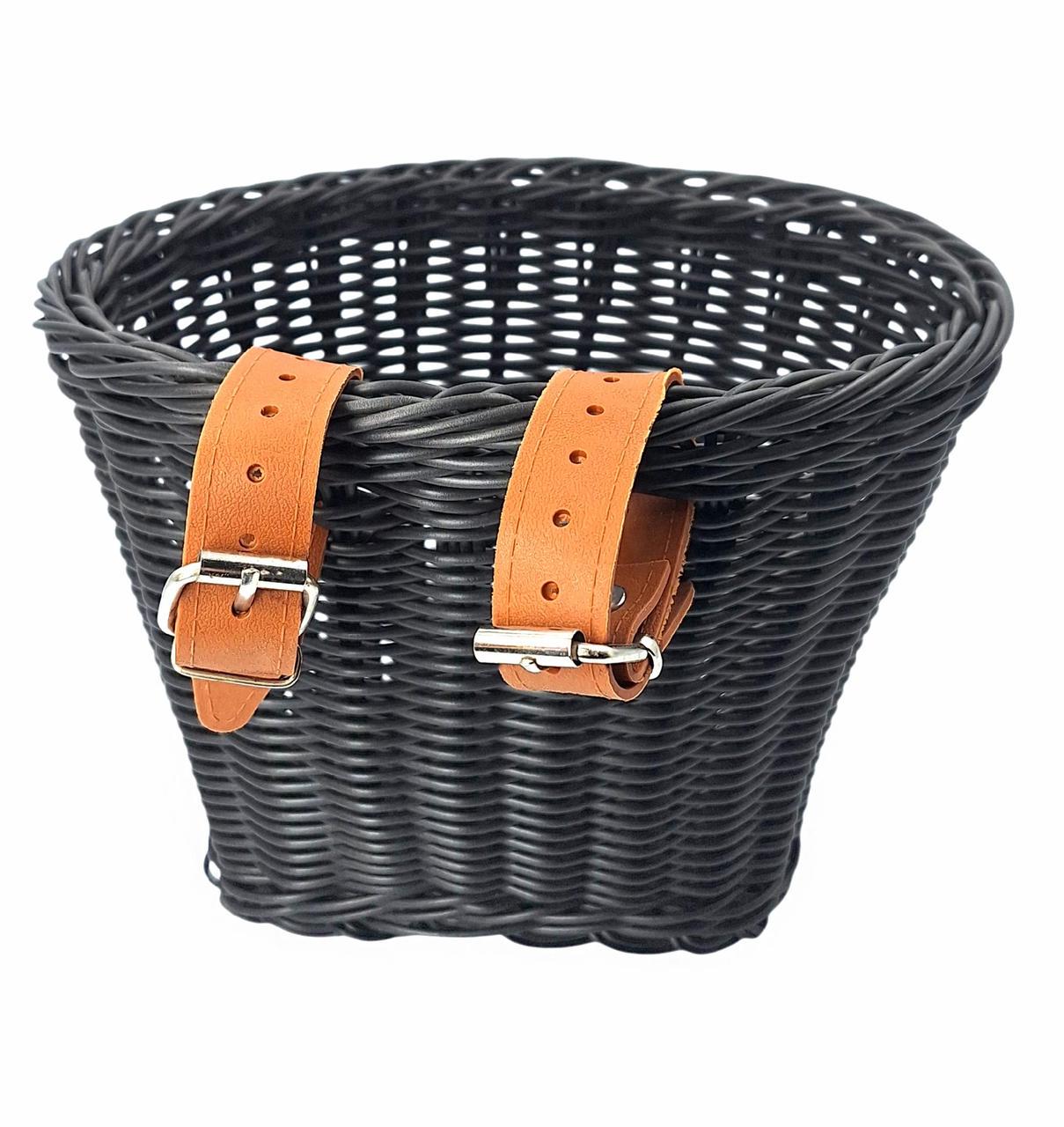 Кошик на дитячий велосипед/самокат плетений ретро 20х16х16 см Чорний (G0001897) - фото 2 Кошик на дитячий велосипед/самокат плетений ретро 20х16х16 см Чорний (G0001897) - фото 2