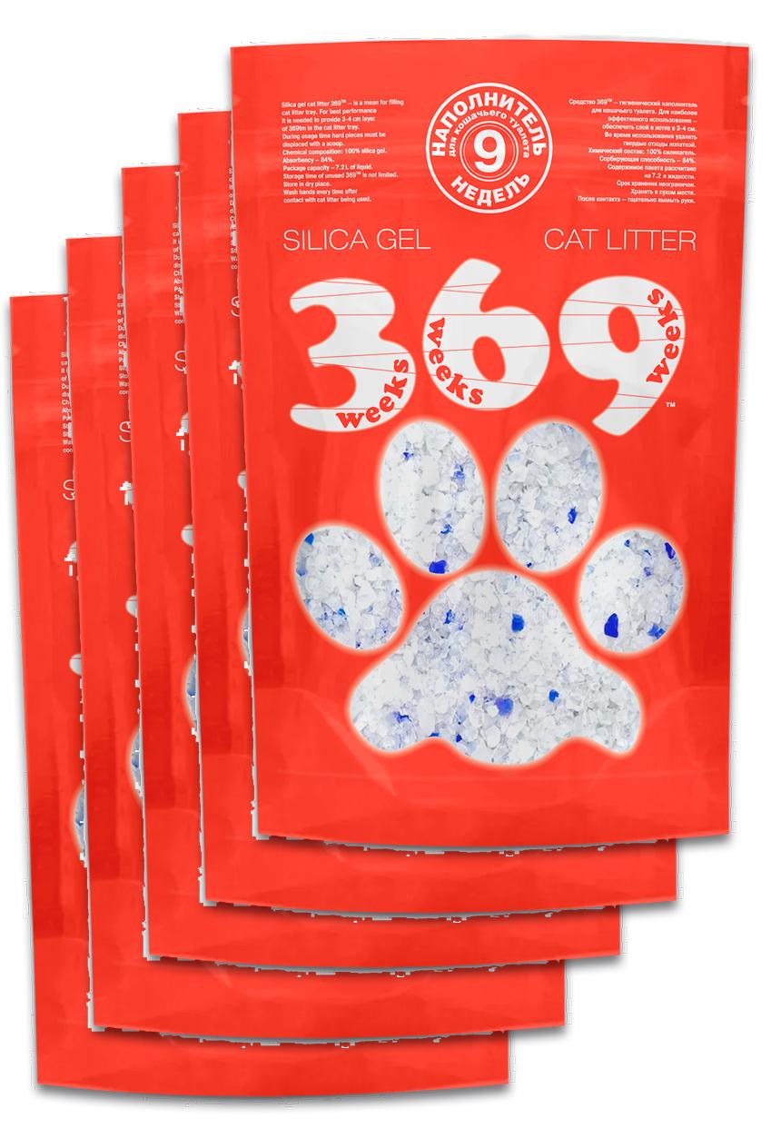 Наповнювач для котячого туалету силікагелевий 369 7,2 л x 5 шт. 36 л