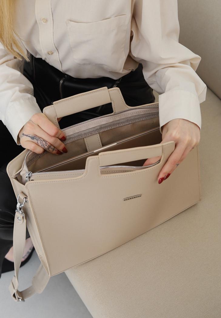 Женская сумка кожаная для ноутбука и для документов Светло-бежевый (A-027532) - фото 10 Женская сумка кожаная для ноутбука и для документов Светло-бежевый (A-027532) - фото 10