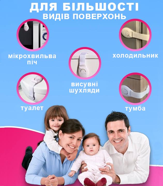 Замок блокатор на меблі від дітей Білий Kids Guard 20 шт. (29332478) - фото 2 Замок блокатор на меблі від дітей Білий Kids Guard 20 шт. (29332478) - фото 2