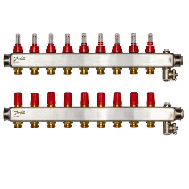 Колектор Danfoss SSM-F 9/9 з ротаметрами нержавіючої сталі (ERC-088U0759)