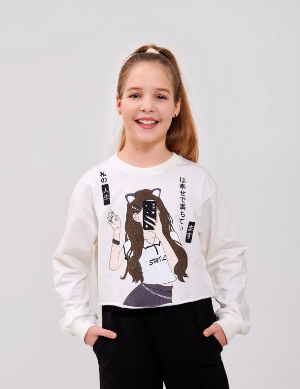 Свитшот детский Smil 95 cotton стрейч-футер 158 см Молочный (116678)
