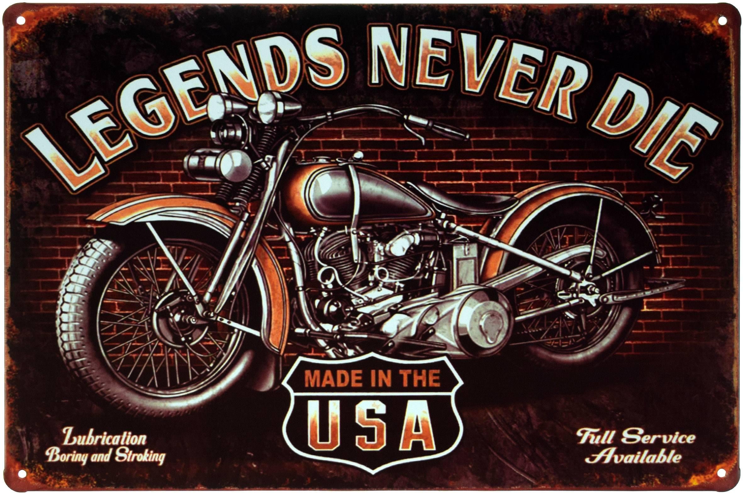 Табличка металлическая Легенды Никогда Не Умирают/Legends Never Die 20x30 см