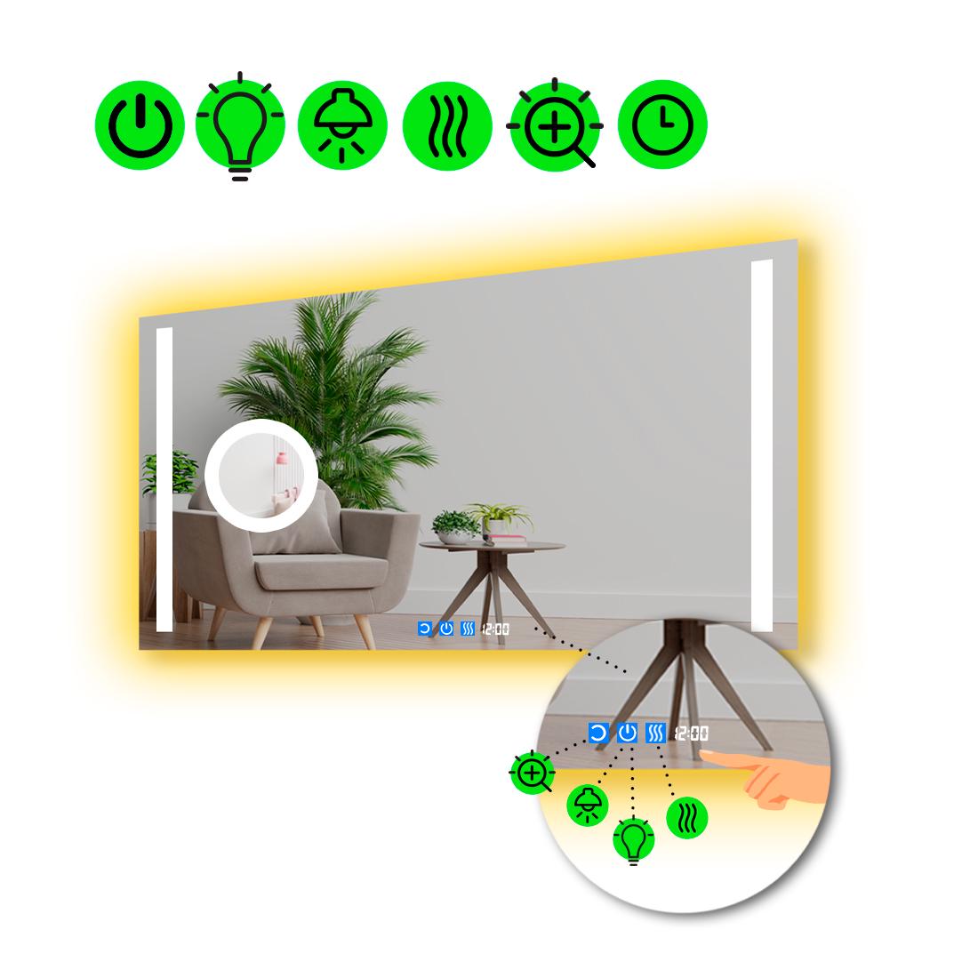 Зеркало LED подсветкой Adelita с тремя сенсорами и линзой с подсветкой 70x60 см (8775594)