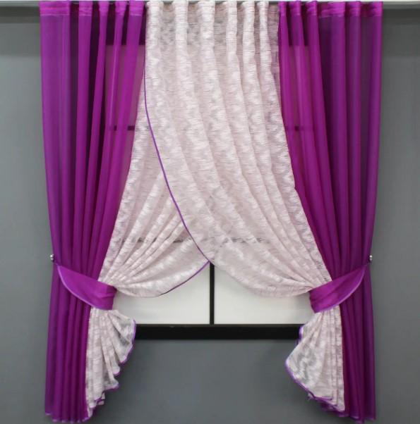 Шторки кухонные 400х170 см Фуксия/Розовый (111к)