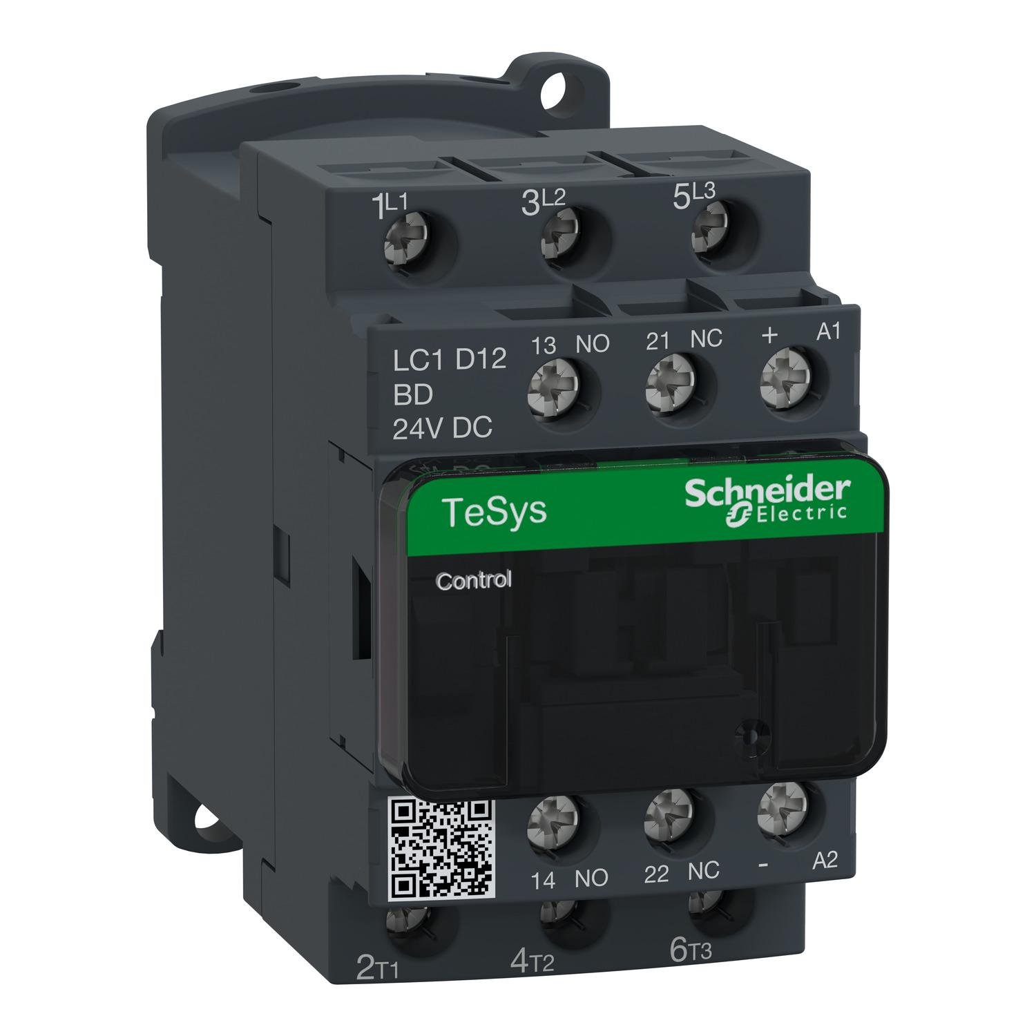 Контактор-пускатель Schneider Electric TeSys Deca 12А 24В DC 1NO+1NC ограничитель (LC1D12BD)