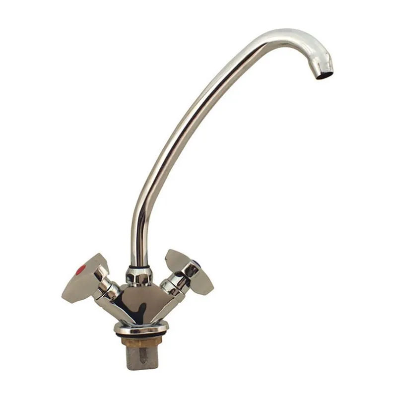 Смеситель для кухни Сумы R-271 с высоким изливом с двумя вентилями цинковый сплав Хром (b-SM0003)