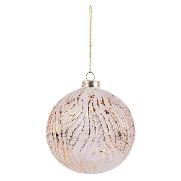 Шар новогодний Novogod’Ko стекло 10 см матовый орнамент Белый (973862)