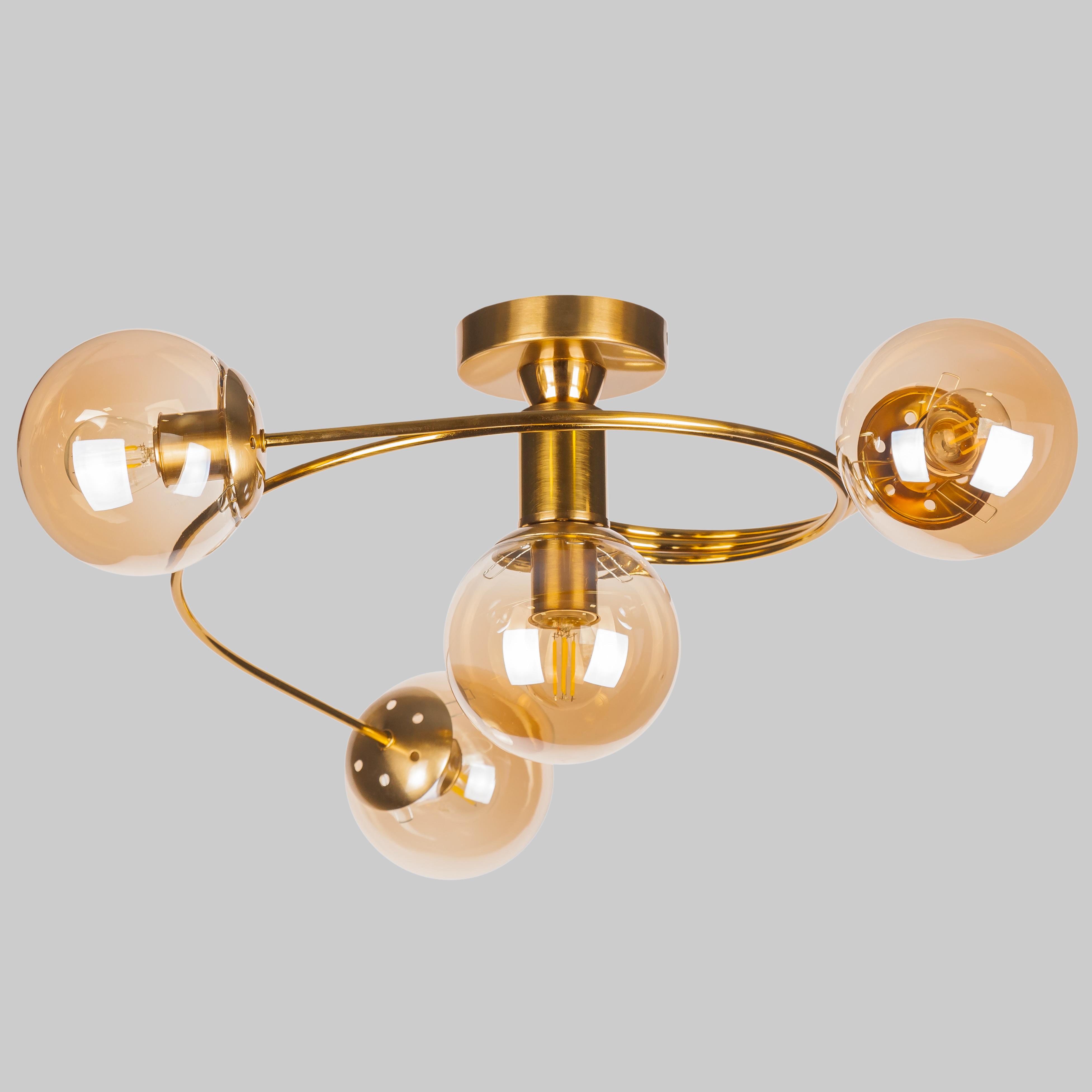 Люстра потолочная с шарами Бронзовый (61-LX04-4 BRZ+BR)