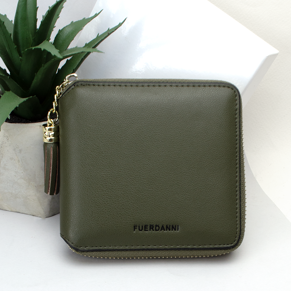 Кошелек женский из экокожи Fuerdanni 7700 маленький на молнии Зеленый (1993278578)
