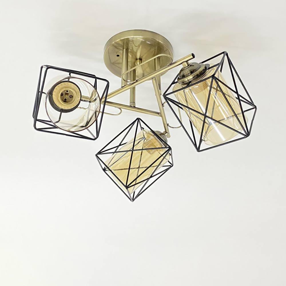 Люстра потолочная Light House SRS-20302/3 плафоны янтарные Бронза/Черный