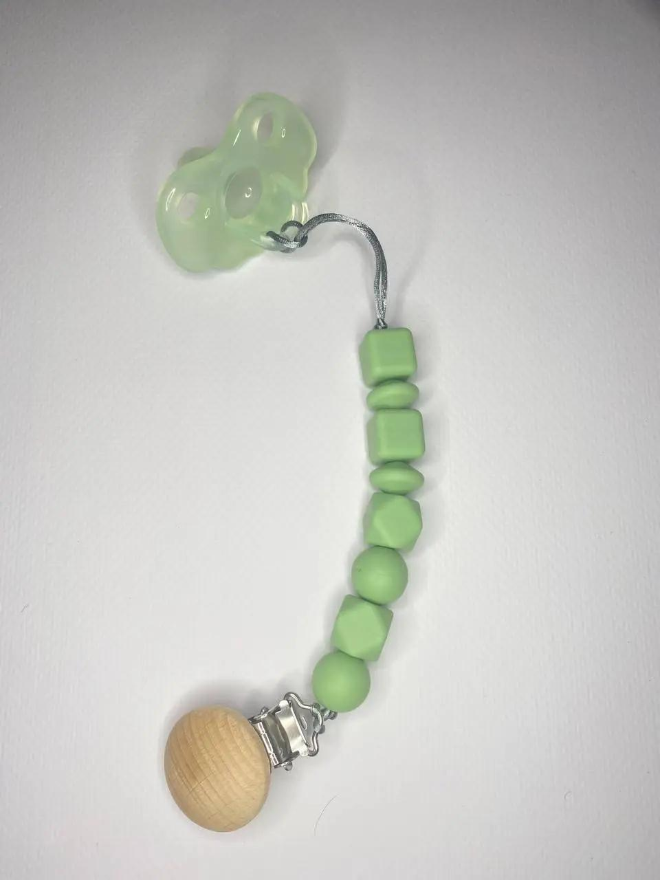 Пустышка силиконовая 3в1 с чехлом и креплением Зеленый (6101) - фото 4