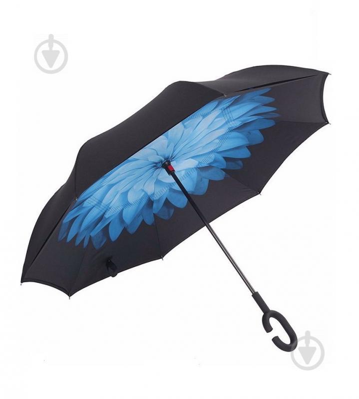 Зонт Lesko Up-Brella Цветок Черно-Синий (2907-7818)