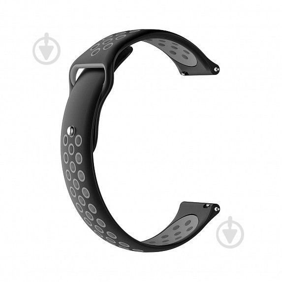 Ремешок BeWatch для Galaxy Watch 3 41mm силиконовый перфорированный 20мм Черно-Серый (1010114)