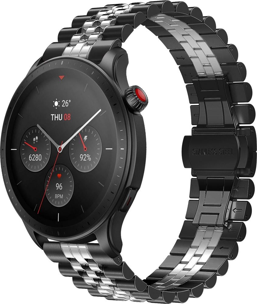 Браслет металлический Stech Line для Amazfit GTR 4 (22 мм) Black Silver (31090-03)