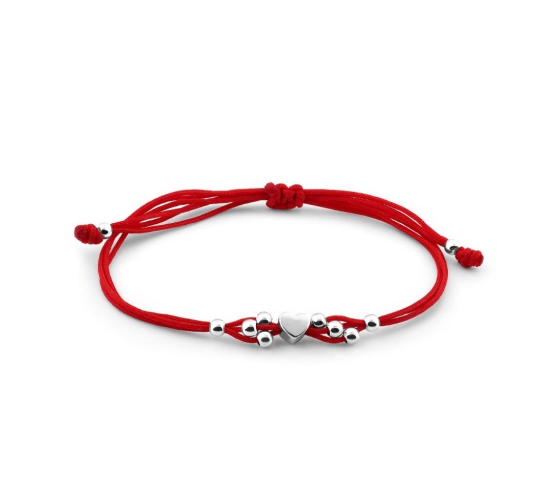 Браслет-оберег серебряный без камней Сердце серебро покрыто родием (776)