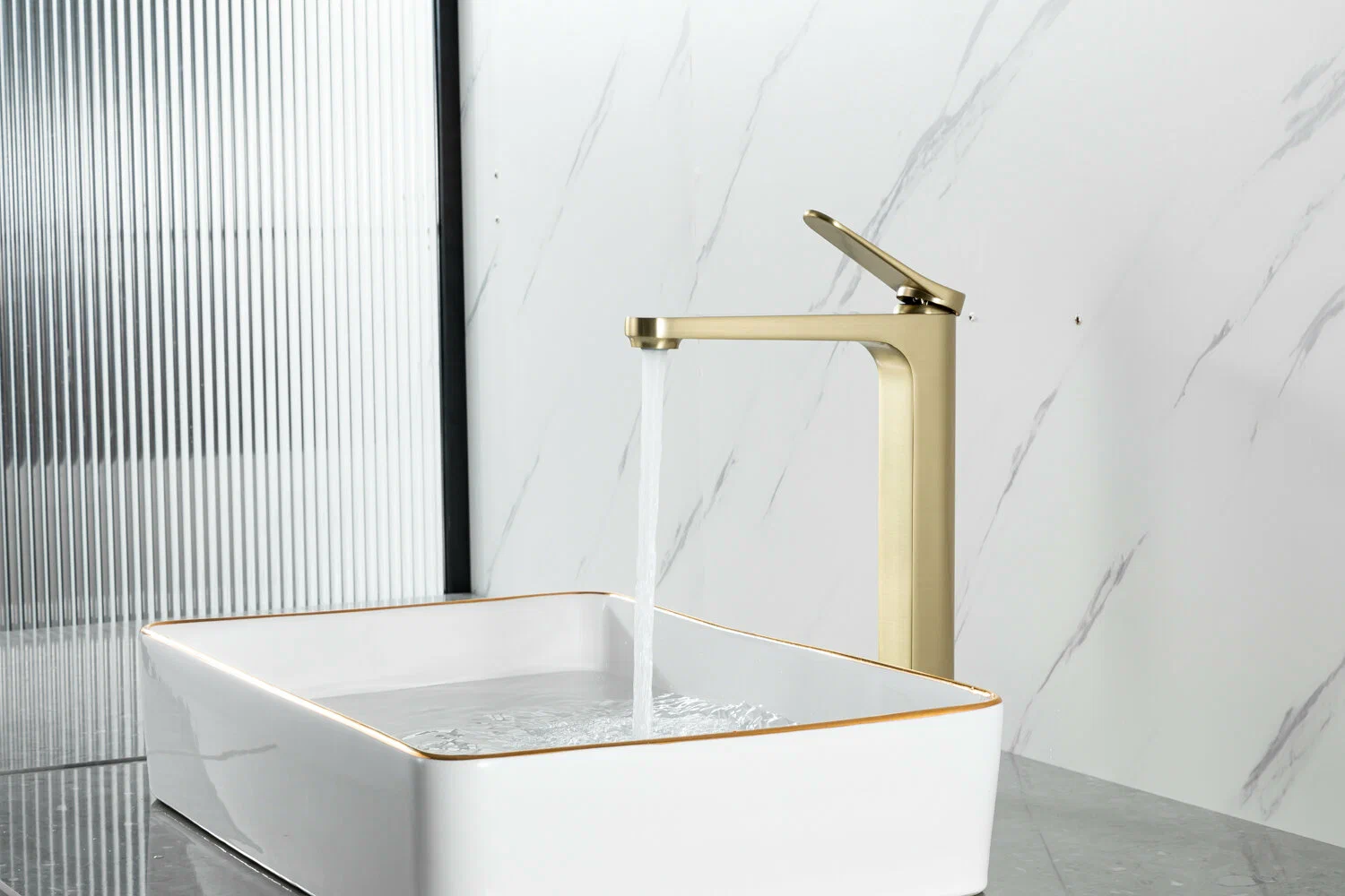 Смеситель для умывальника высокий Gappo G1010-23 Золотой сатин (1055618) - фото 3