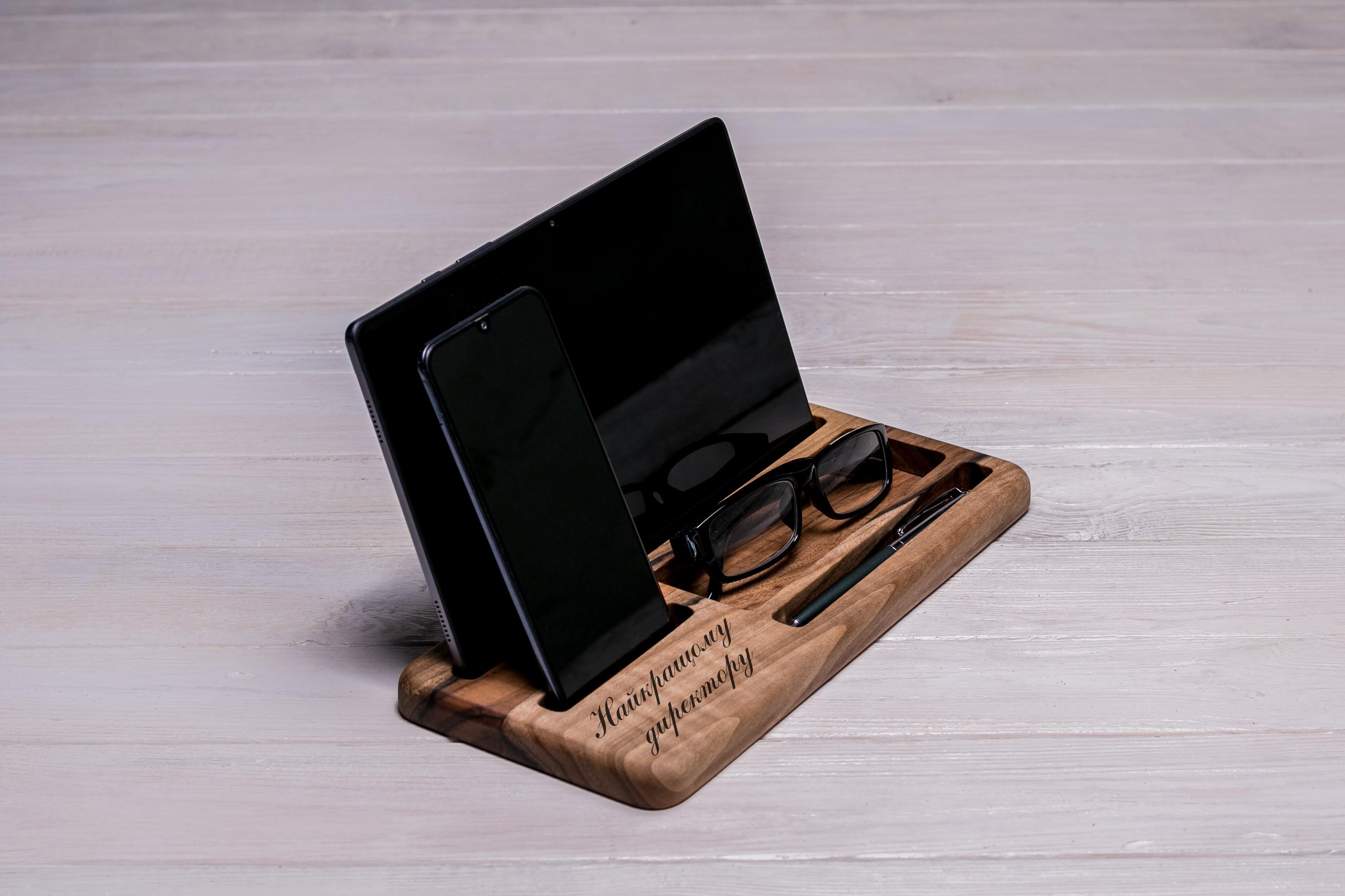 Органайзер деревянный EcoWalnut офисный настольный с логотипом (EW-10)