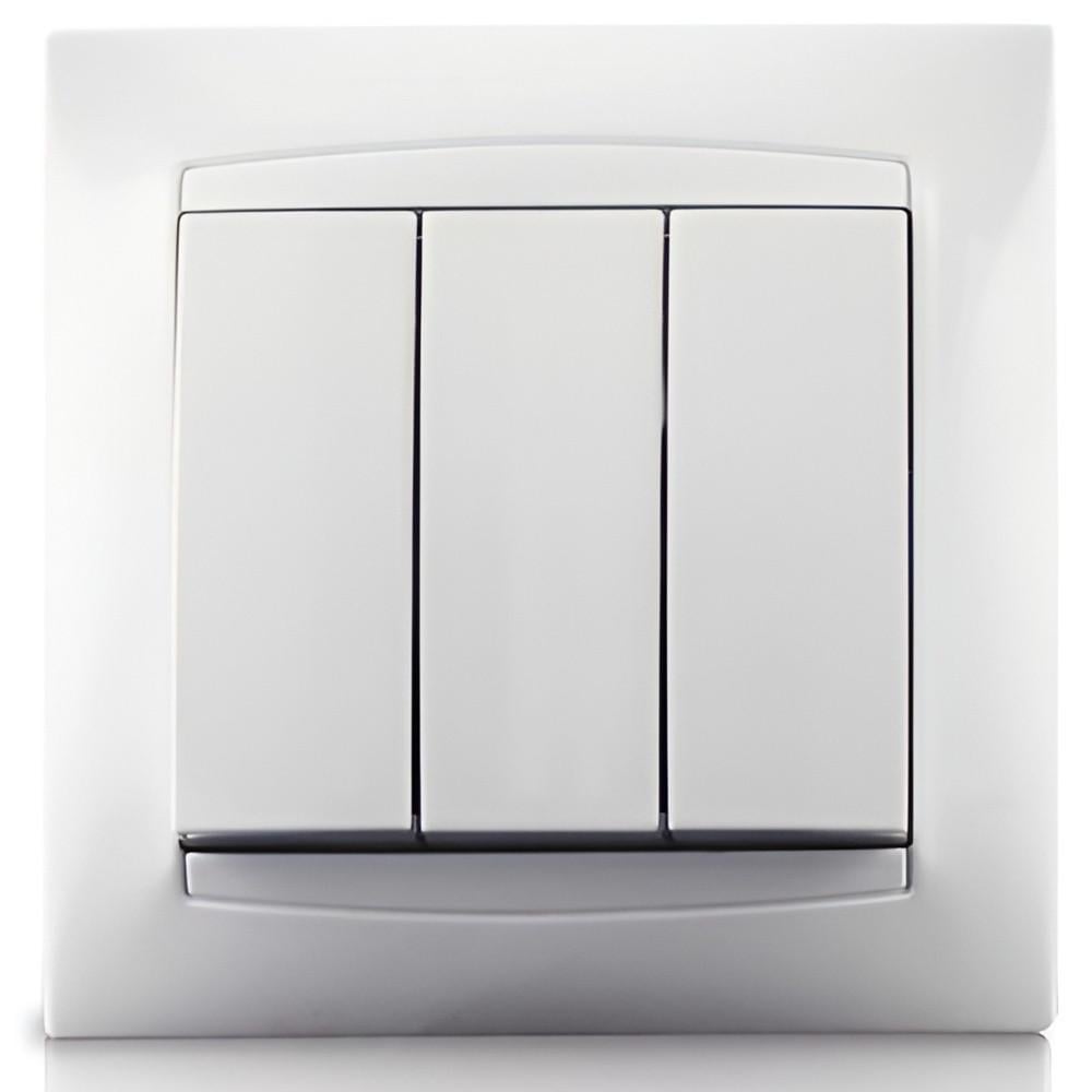 Выключатель трехклавишный Lemanso Сакура Белый (LMR1008) Выключатель трехклавишный Lemanso Сакура Белый (LMR1008)