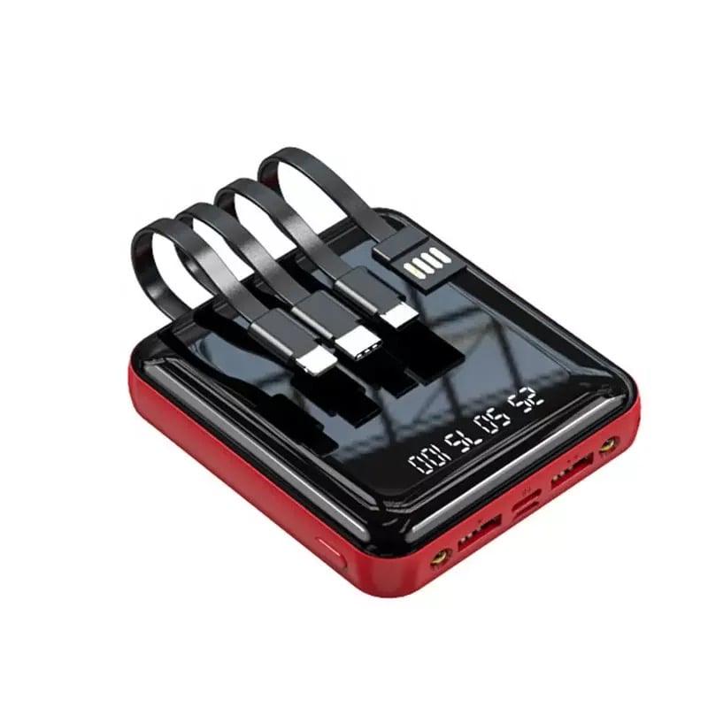 Повербанк на 4 виходи з вбудованими портами Deji Mini M20 5в1 Type-C/USB/IPhone/Micro USB міні кишеньковий 20000 mAh Повербанк на 4 виходи з вбудованими портами Deji Mini M20 5в1 Type-C/USB/IPhone/Micro USB міні кишеньковий 20000 mAh