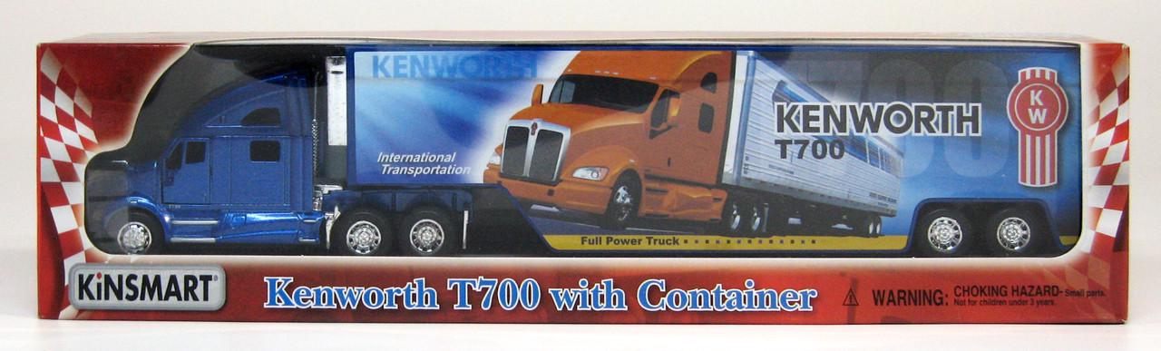 Машинка Kinsmart металлическая KT1302W Kenworth T700 with container Cиний - фото 2 Машинка Kinsmart металлическая KT1302W Kenworth T700 with container Cиний - фото 2