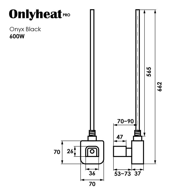 Тен для рушникосушки Pro Onlyheat Onyx Black 0,6 кВт 1/2 з трійник (TU-19091) - фото 4