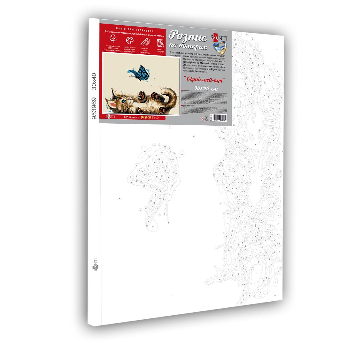 Картина по номерам Santi Серый мейн-кун 30x40 см (953969) - фото 2