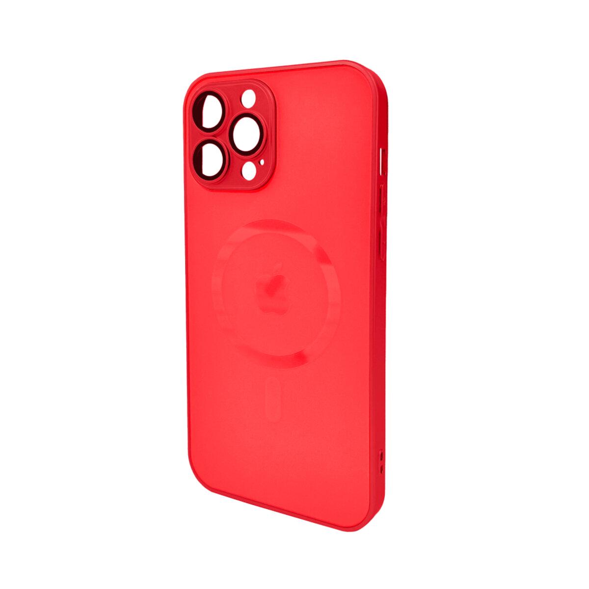 Противоударный чехол для Apple iPhone 13 Pro Max AG Glass Matt Frame Color MagSafe / Cola Red