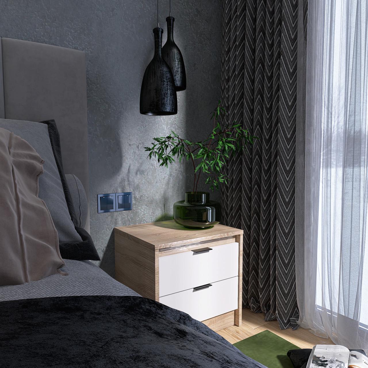 Тумба прикроватная Сити-450 Эверест 452х380х442 мм Дуб сонома/Белый (EVR-20727. 01) - фото 2 Тумба прикроватная Сити-450 Эверест 452х380х442 мм Дуб сонома/Белый (EVR-20727. 01) - фото 2