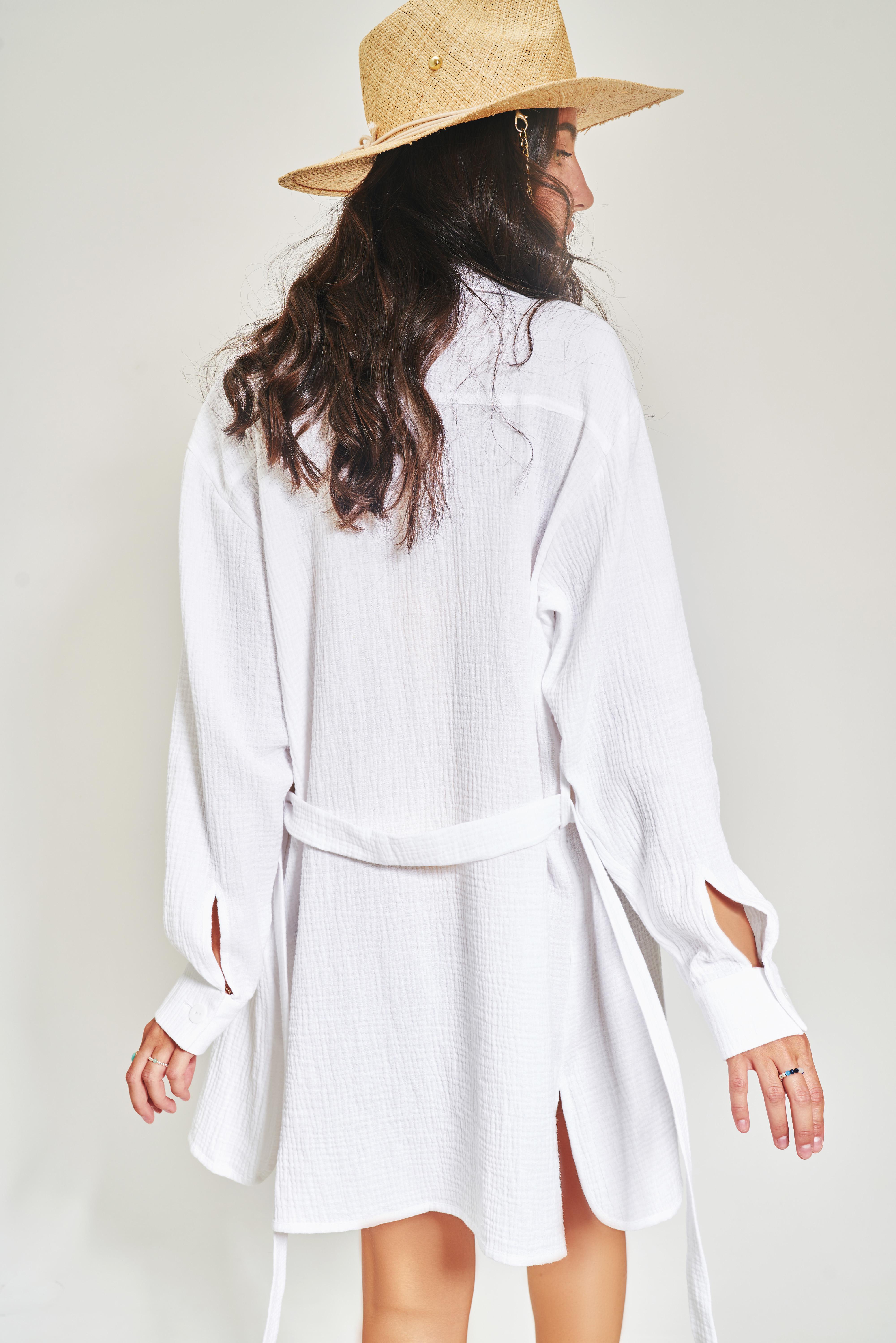 Туніка жіноча літня пляжна Sarko муслін XS/S Білий (00057) - фото 4