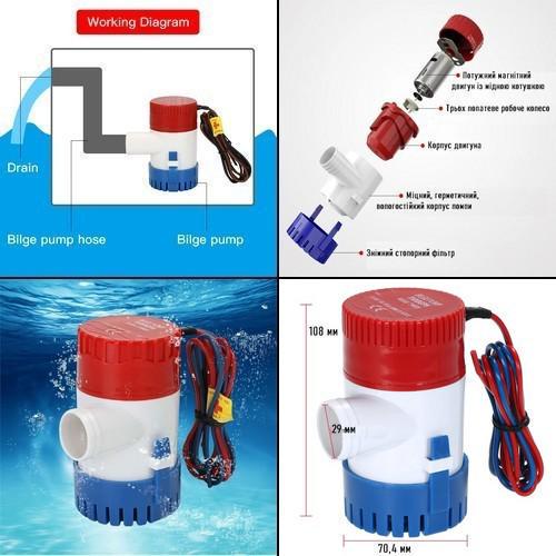 Помпа погружная трюмная Fuan A01-111001 1100GPH 70 л/мин 12V ручная - фото 5 Помпа погружная трюмная Fuan A01-111001 1100GPH 70 л/мин 12V ручная - фото 5