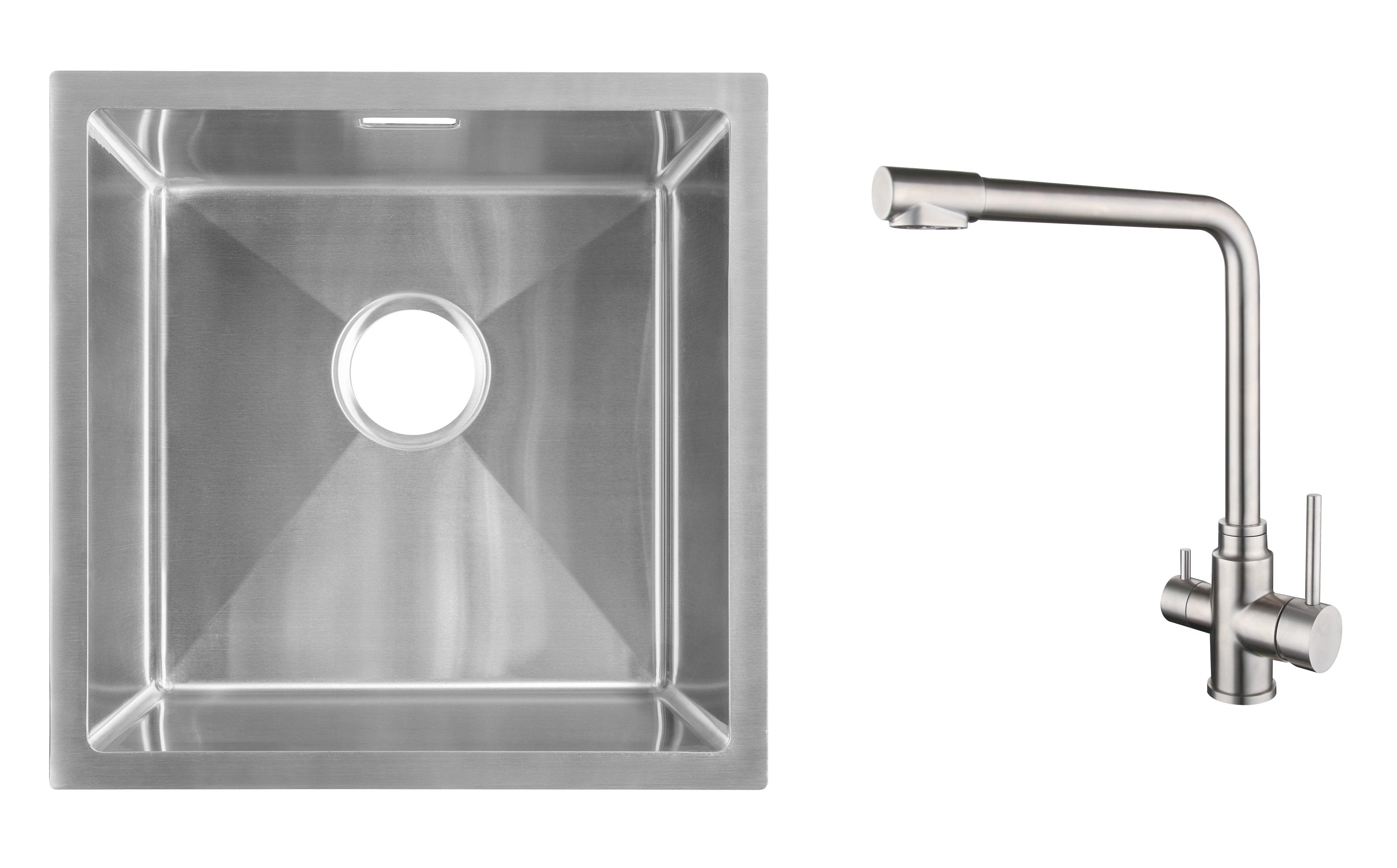 Комплект з кухонної мийки Gunter&Hauer Olef 4522 Inox та кухонного змішувача Gunter&Hauer LUFT Br