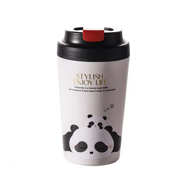 Термочашка Panda YIWU с керамической колбой и корпусом из нержавеющей стали 380 мл Черная (147-107-HP-14-12B)