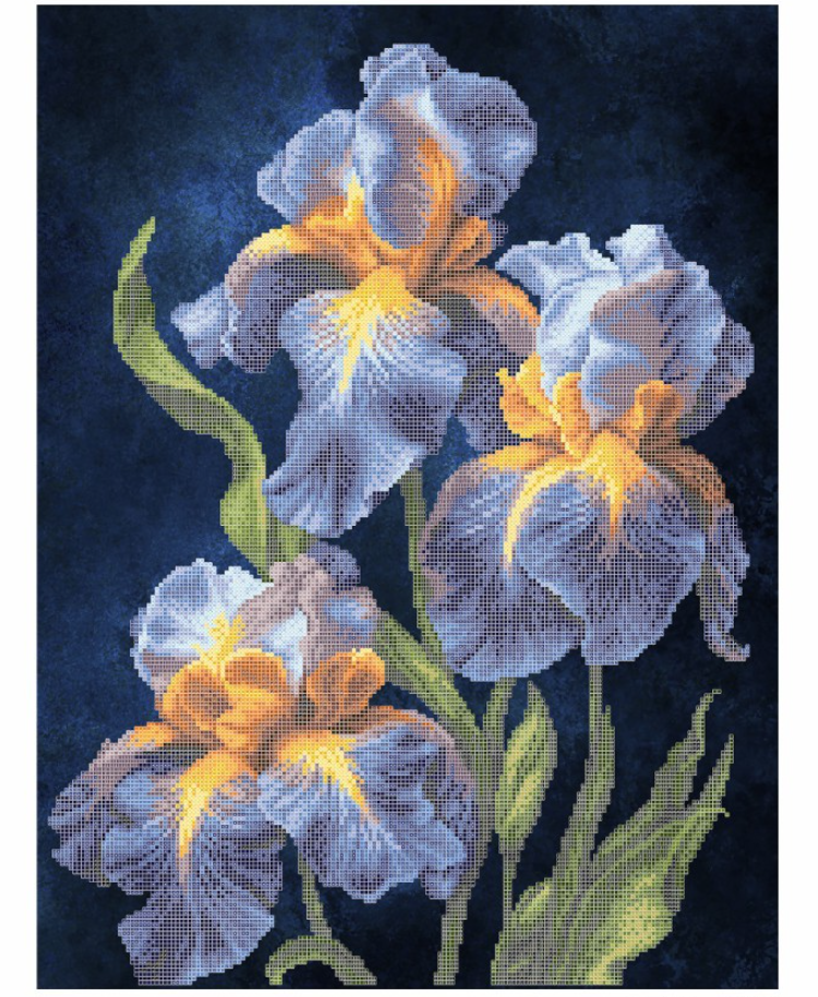 Схема для вышивки бисером Золотая Подкова Ирисы ЗПК -061 (2895)