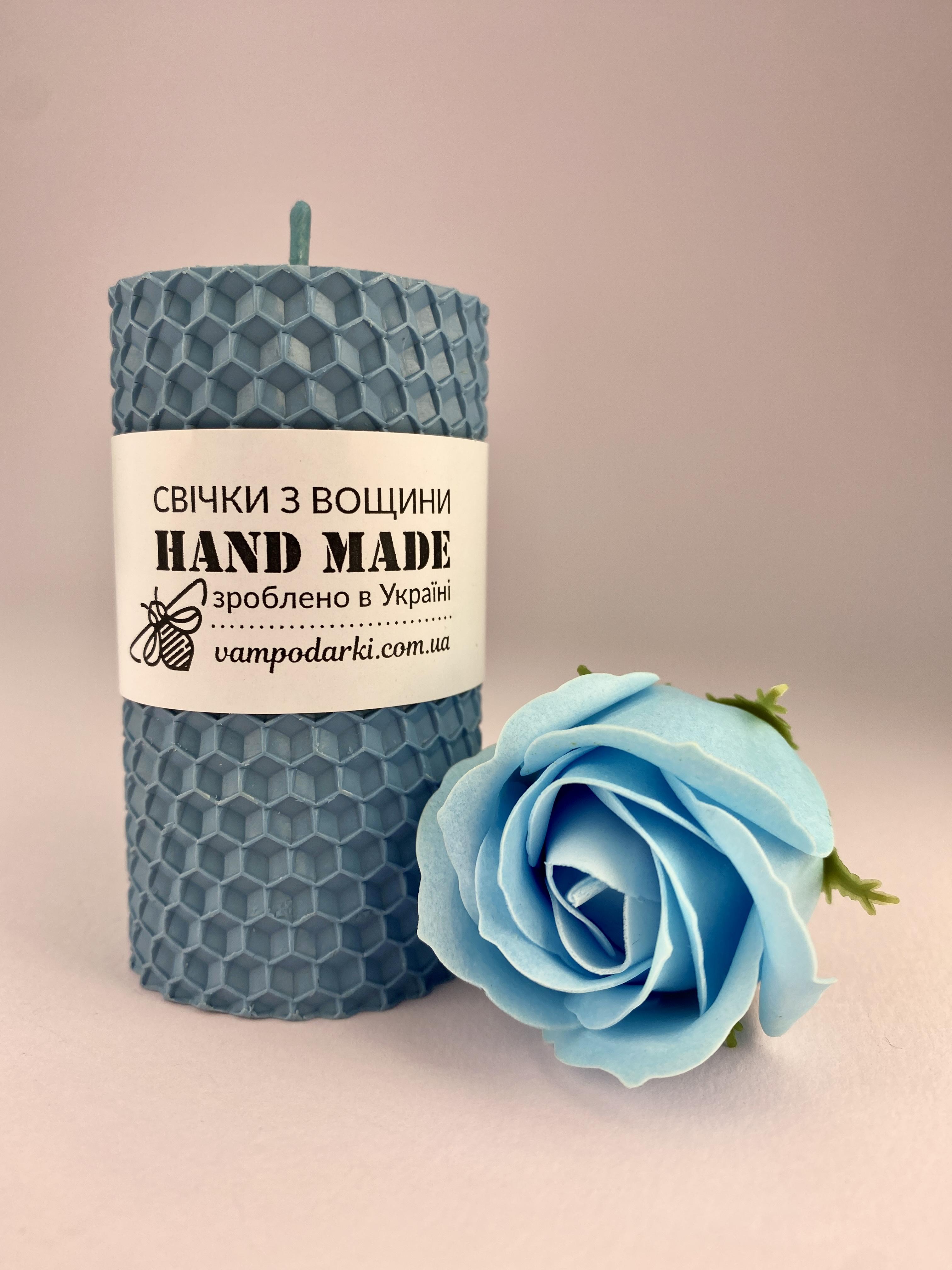 Подарунковий набір №44/3 свічка з вощини та троянда (10-0311)