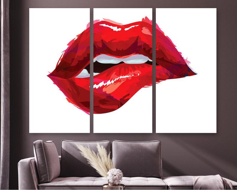 Модульная картина на холсте из трех частей KIL Art Алые губы 78x48 см (M3_M_319)