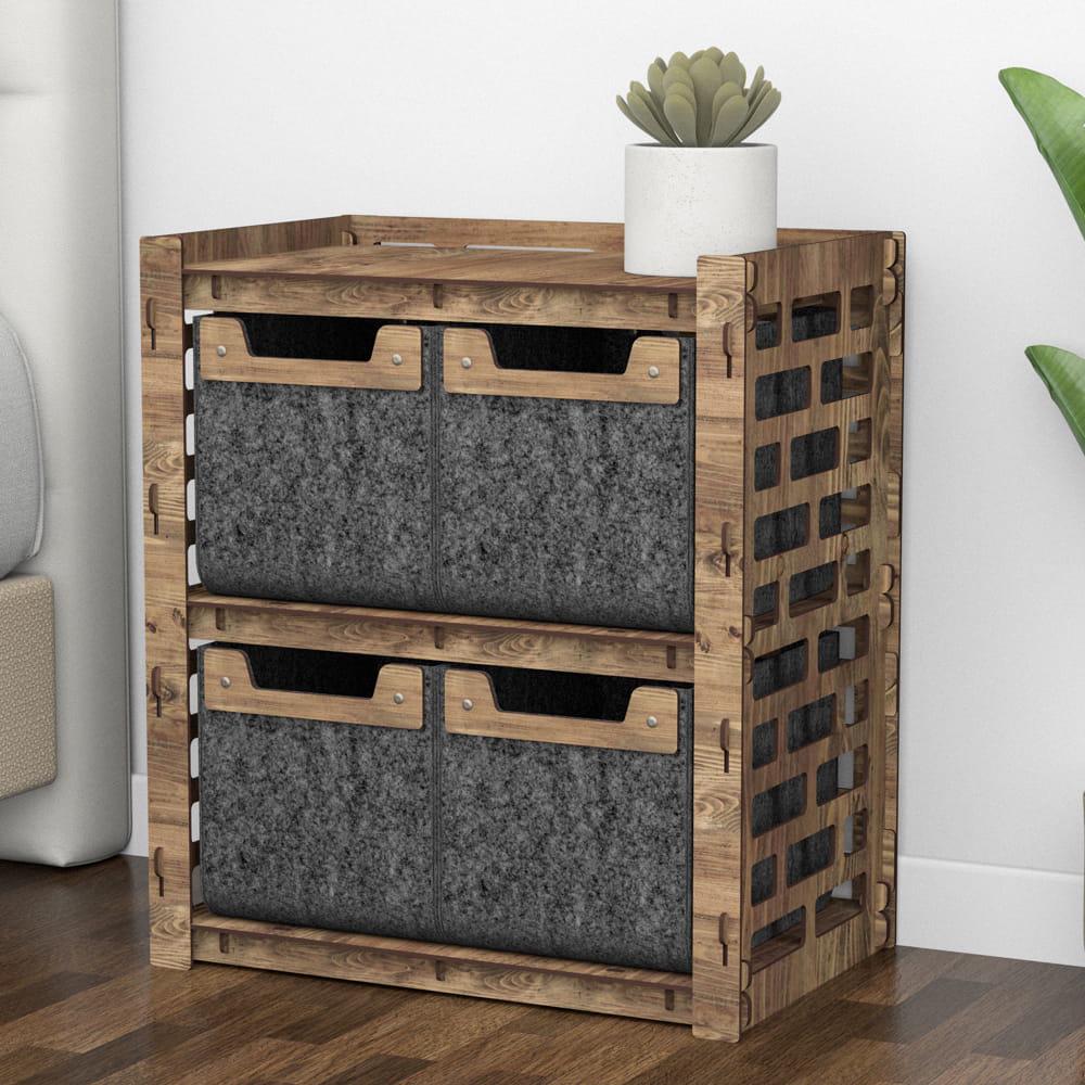 Тумба з дерева приліжкова Hexagonica Brickwall на 4 чорні шухляди 600х528х345 мм (111579) - фото 2 Тумба з дерева приліжкова Hexagonica Brickwall на 4 чорні шухляди 600х528х345 мм (111579) - фото 2