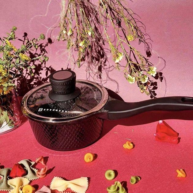 Ківш Edenberg 1,3 л з мармуровим антипригарним покриттям та кришкою (EB-16991) - фото 2 Ківш Edenberg 1,3 л з мармуровим антипригарним покриттям та кришкою (EB-16991) - фото 2