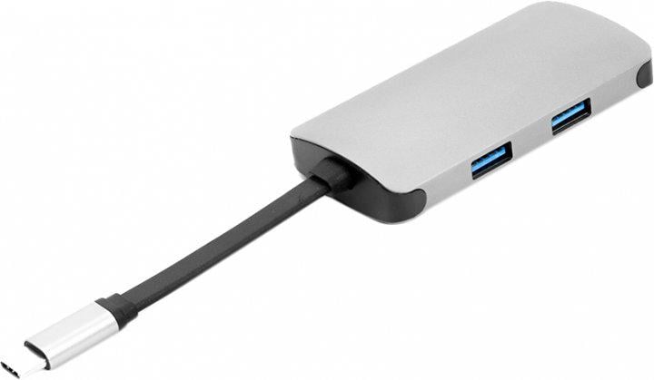 Концентратор PowerPLANt Type-C - HDMI 4K/USB 3,0/USB Type-C/RJ45 (CA911691)