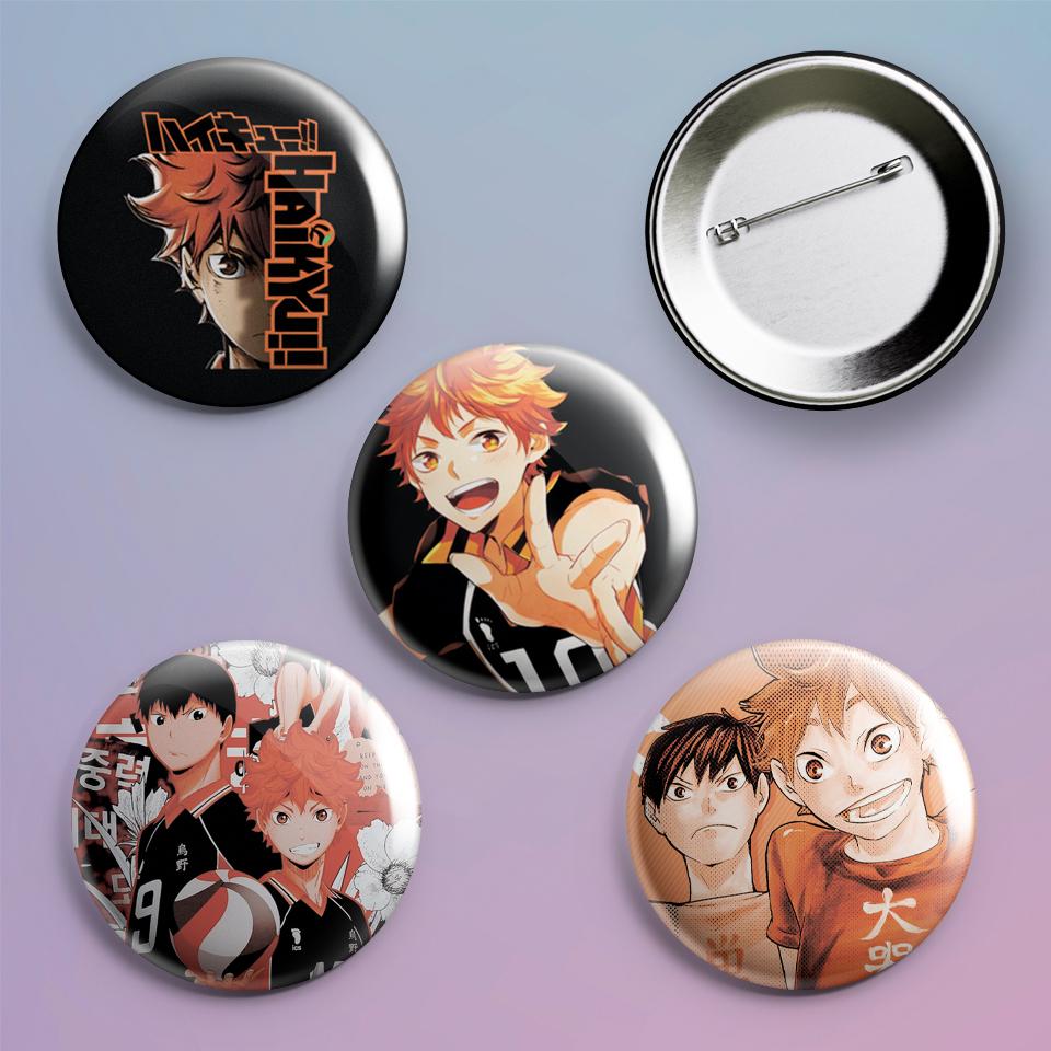 Значки на рюкзак с принтом аниме Волейбол Haikyuu! 4 шт.