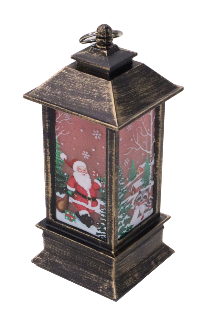 Игрушка новогодняя на елку Фонарик с рисунком Деда Мороза и енота (1531884632)