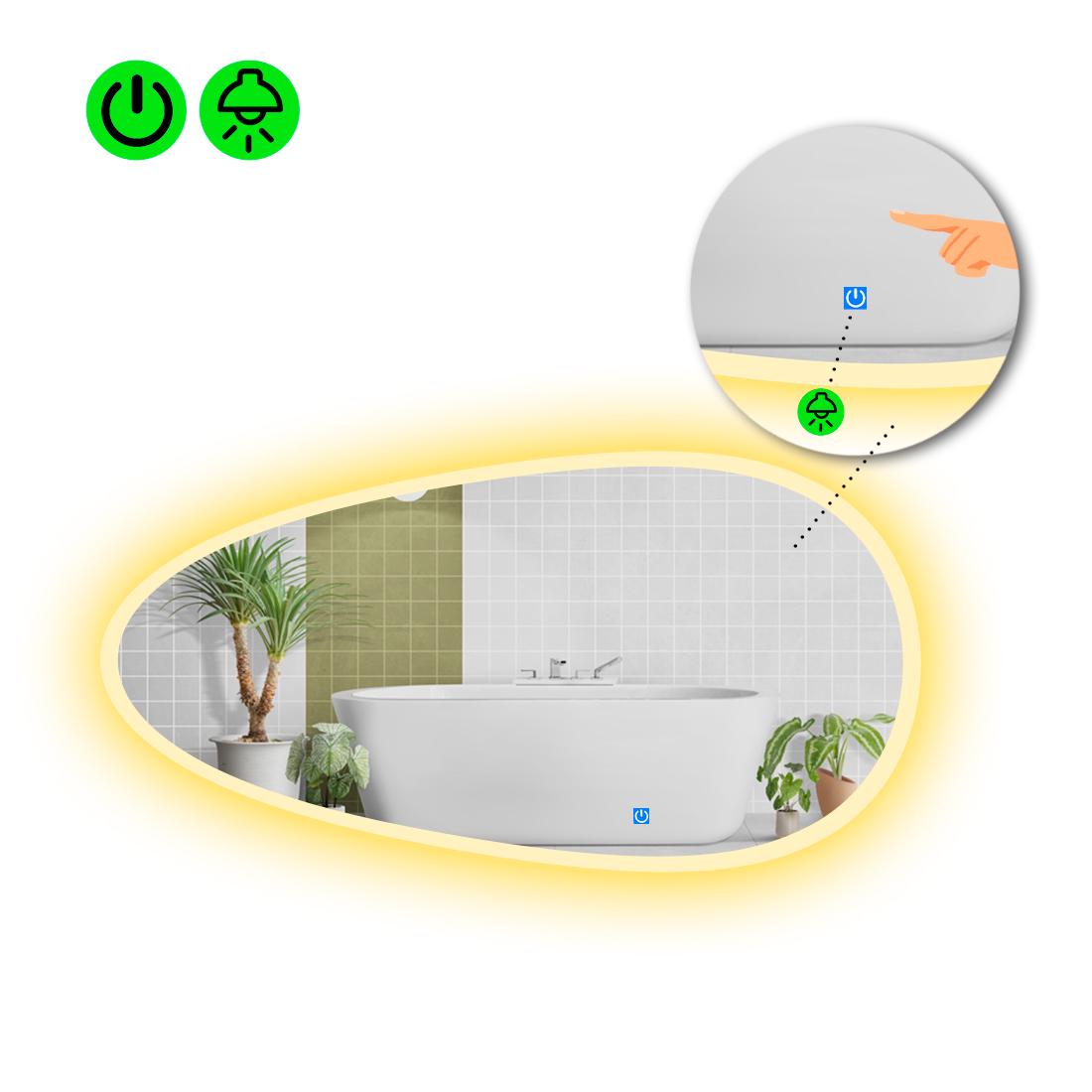 Зеркало с LED подсветкой Occhio 3 с сенсорной кнопкой управления 140x70 см