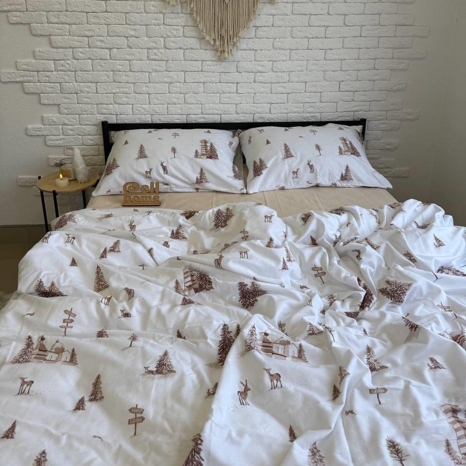 Комплект постельного белья Ell Home фланель на резинке двуспальный наволочки 50x70 см/70x70 см Альпийский лес/Бежевый (29337820) - фото 1 Комплект постельного белья Ell Home фланель на резинке двуспальный наволочки 50x70 см/70x70 см Альпийский лес/Бежевый (29337820) - фото 1
