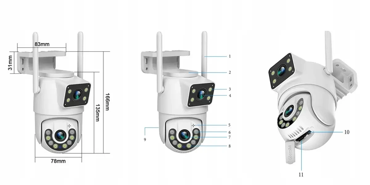 Камера видеонаблюдения уличная YOOSEE Wi-Fi 6Mp поворотная с двумя объективами (2380356131) - фото 4