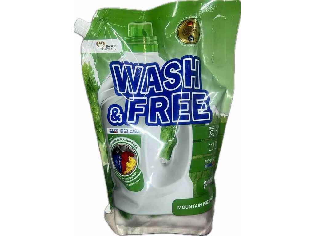 Гель для стирки Wash&Free для всех типов тканей универсал Горная свежесть 2 л (1059387)