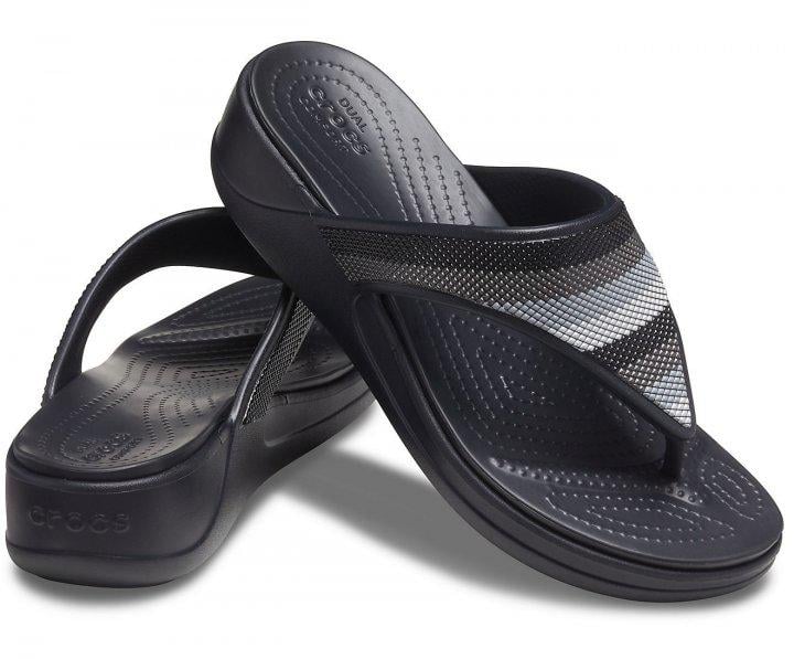 Шльопанці Crocs Monterey Beaded Stripe Wedge Flip нар. W8/EUR 38-39 Black/Multi (7153961)