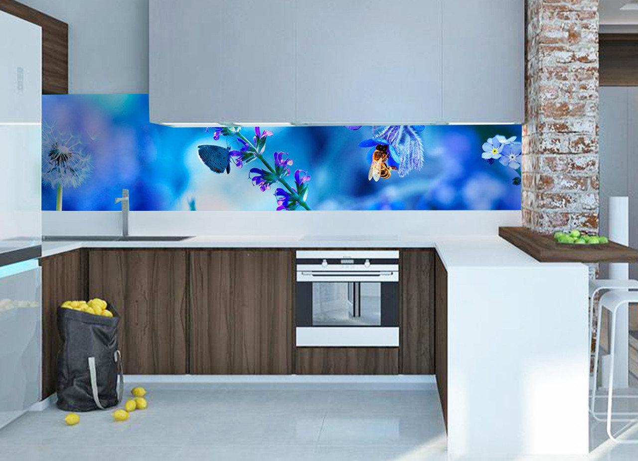 Кухонный фартук Полевой колокольчик из самоклеющейся виниловой пленки 60х250 см Синий Кухонный фартук Полевой колокольчик из самоклеющейся виниловой пленки 60х250 см Синий