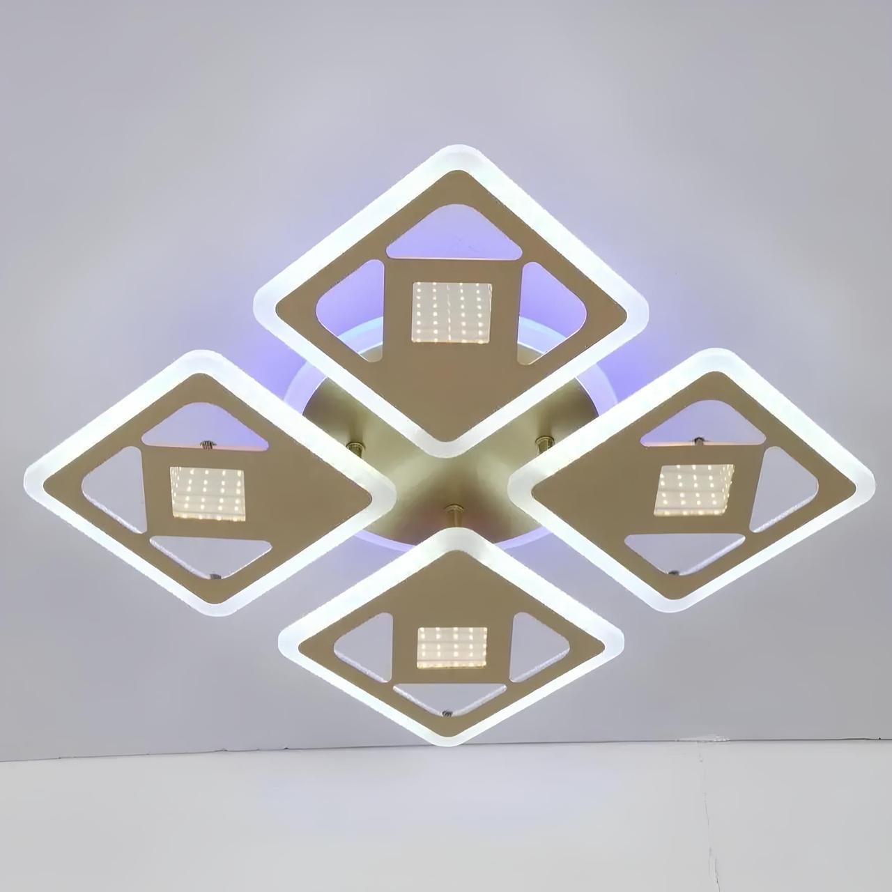 Люстра светодиодная Valeso на четыре плафона 122W 3000-6000К Золотой (V K29038-4 1)