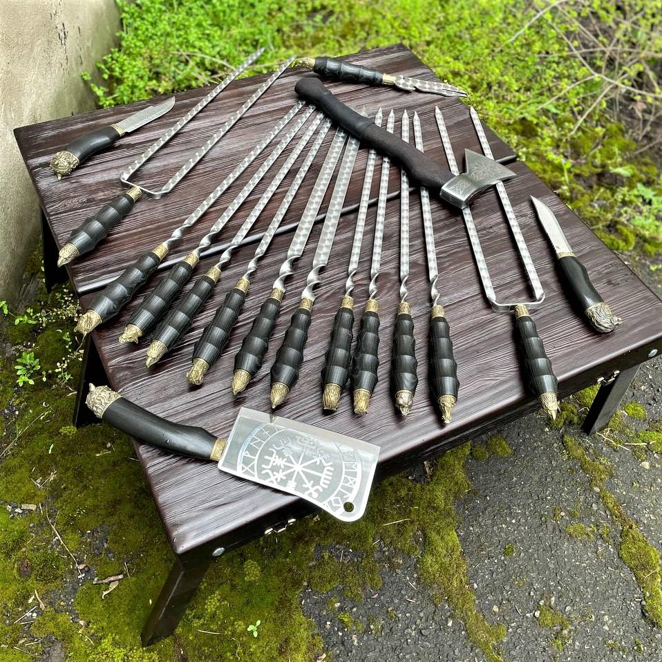 Набір шампурів Категат Gorillas BBQ в дерев'яній коробці - фото 5 Набір шампурів Категат Gorillas BBQ в дерев'яній коробці - фото 5