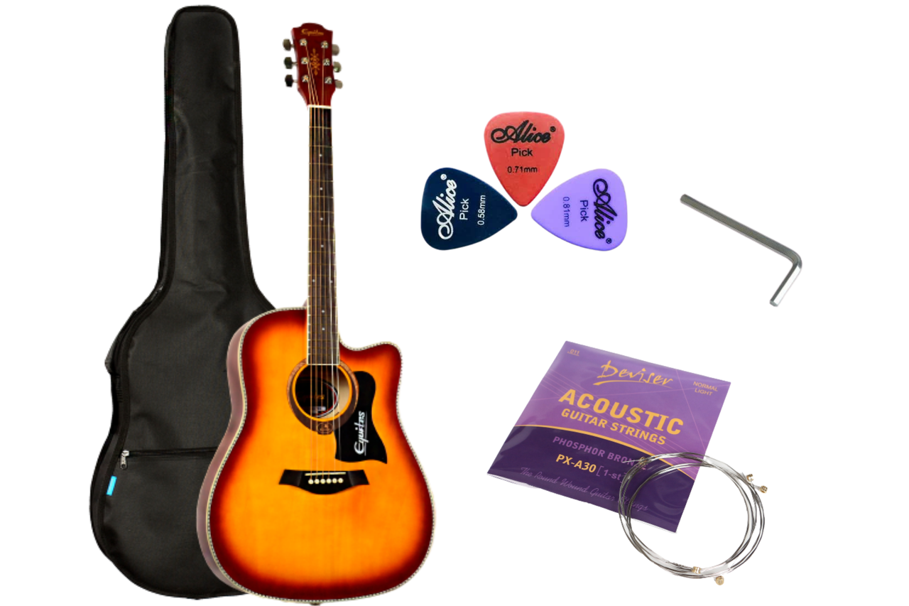 Набір акустична гітара Equites EQ905C BS 41" + чохол + струни